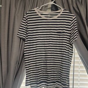 Old Navy Navy and White Striped Short Sleeve Tee